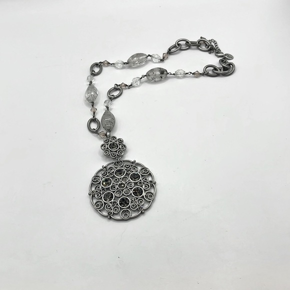 Lia Sophia Matte Silver Tone with large removable pendant Oversized - Picture 7 of 12